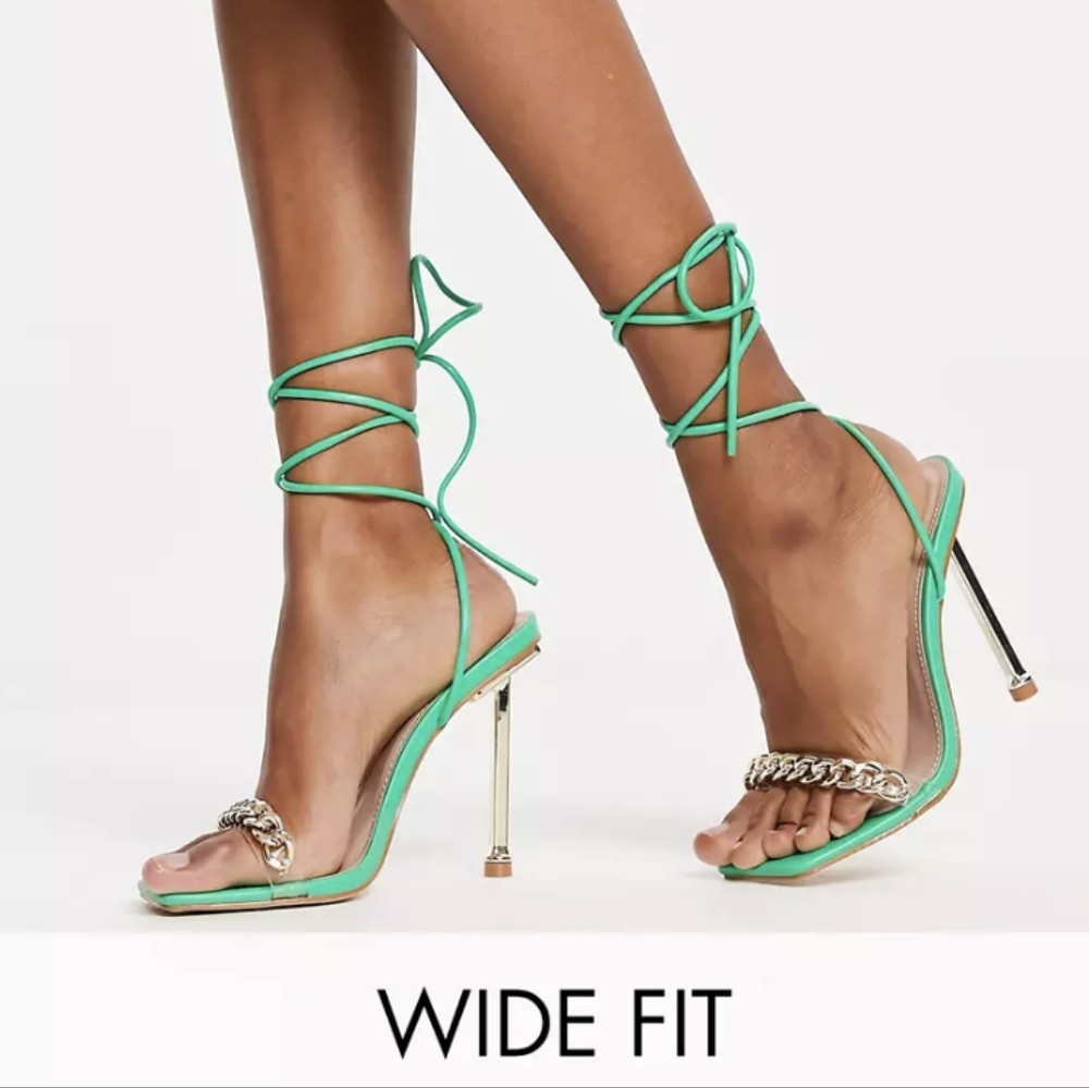 Wide Fit Tie Legged Heeled Sandals